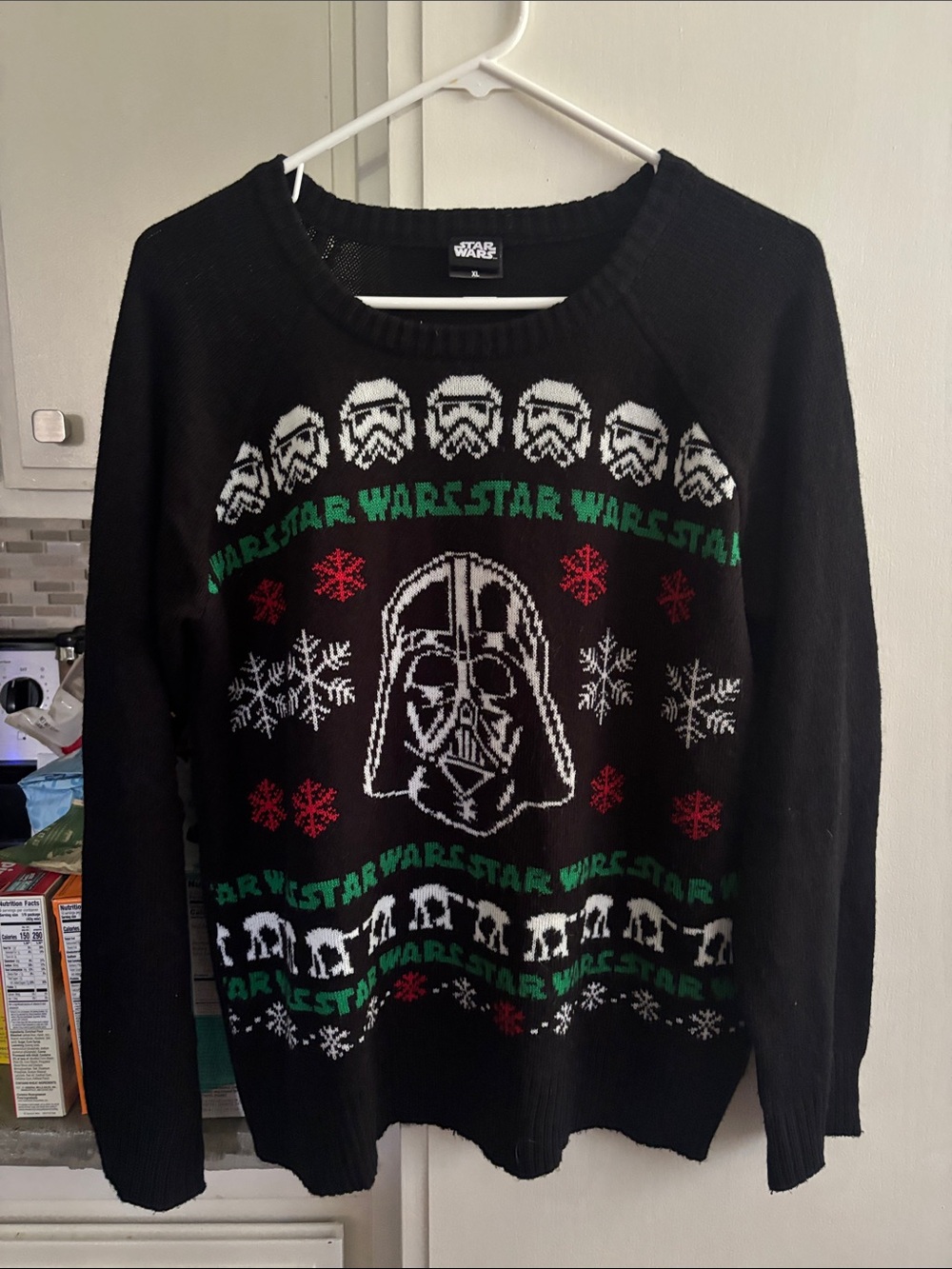 Star Wars Black Sweater with White Darth Vader and Green Accents